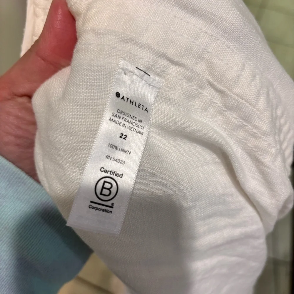 Athleta Cabo Linen Jogger White Pants Women’s Size 22 NEW